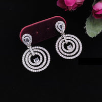 Aamrapli American Diamond Circular Motif Dangler Earrings