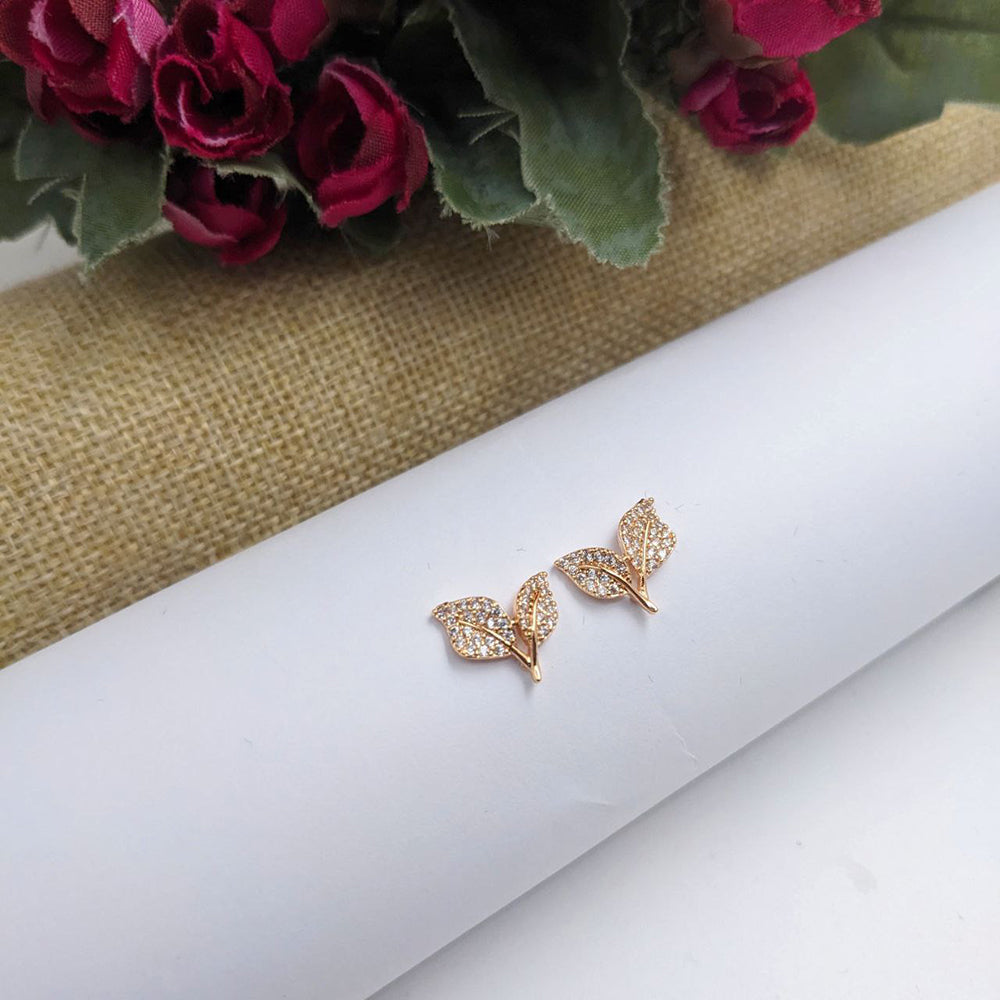 Aamrapali Stylish Austrian Stone Leaf Shape Stud Earrings