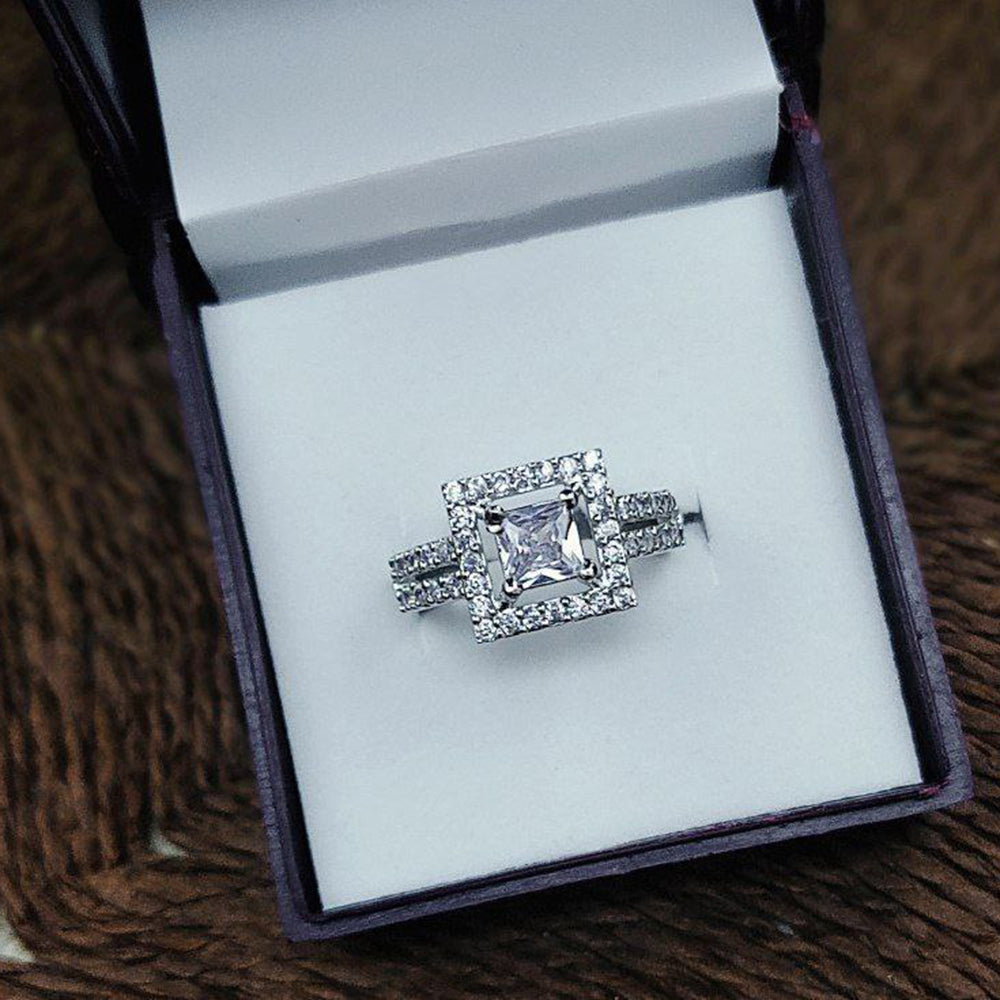Aamrapali Radiant American Diamond Solitaire Inspired Ring