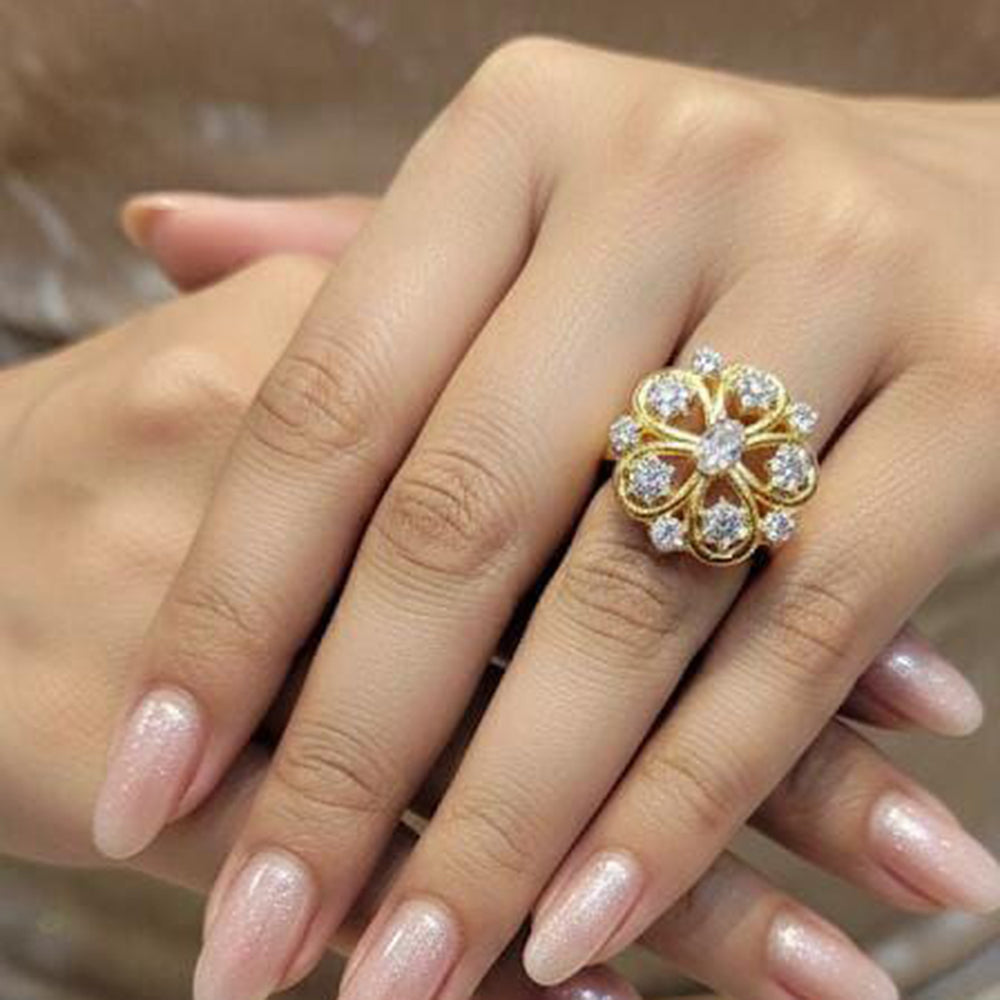 Aamrapali Radiant American Diamond Solitaire Inspired Ring