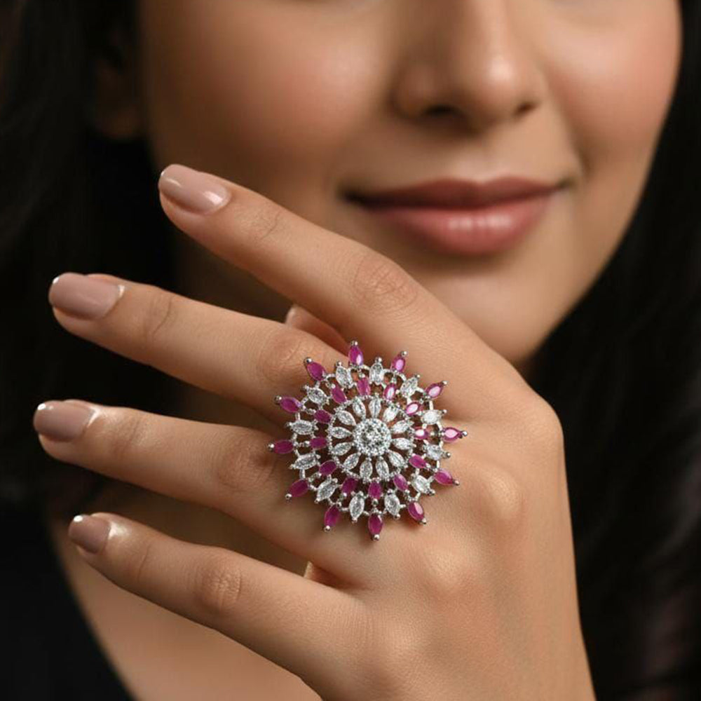 Aamrapali Radiant American Diamond Solitaire Inspired Ring