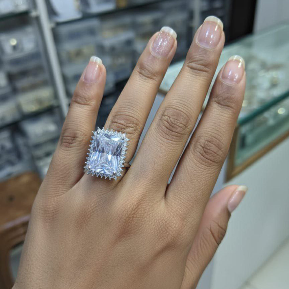 Aamrapali Radiant American Diamond Solitaire Inspired Ring