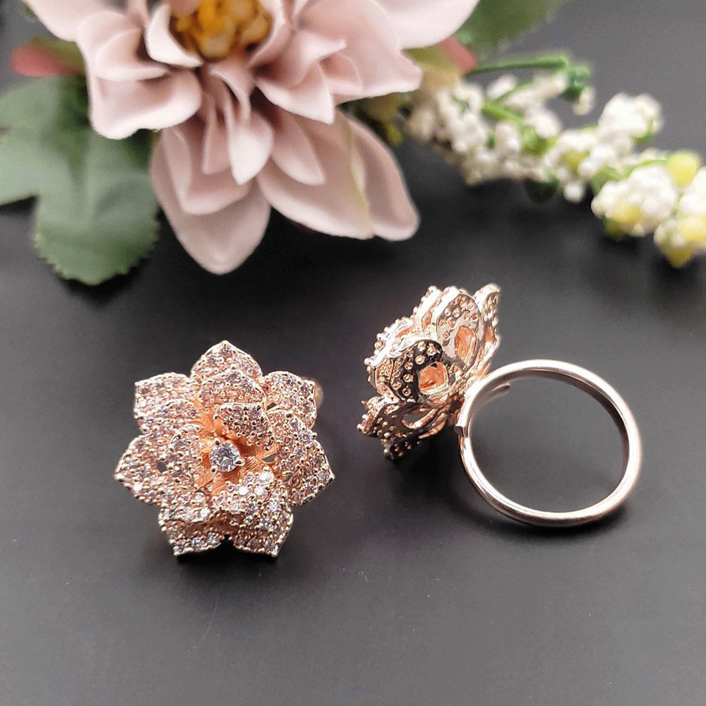Aamrapali Glamorous Austrian Stone Flower Blossom Style Finger Ring