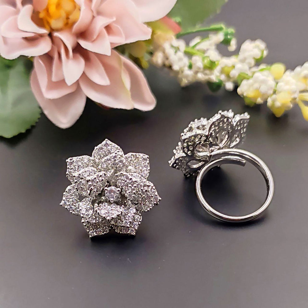 Aamrapali Glamorous Austrian Stone Flower Blossom Style Finger Ring