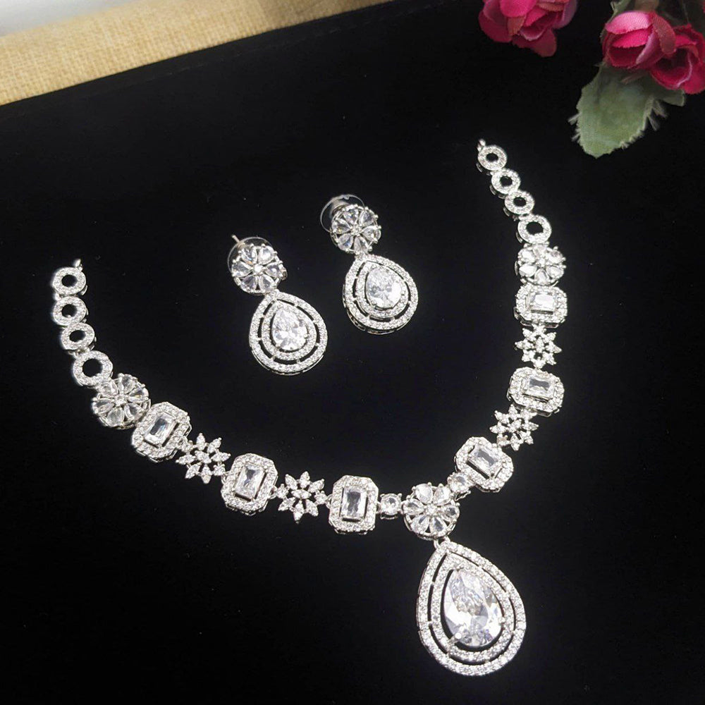 Aamrapali Glamorous American Diamond Delicate Necklace Set