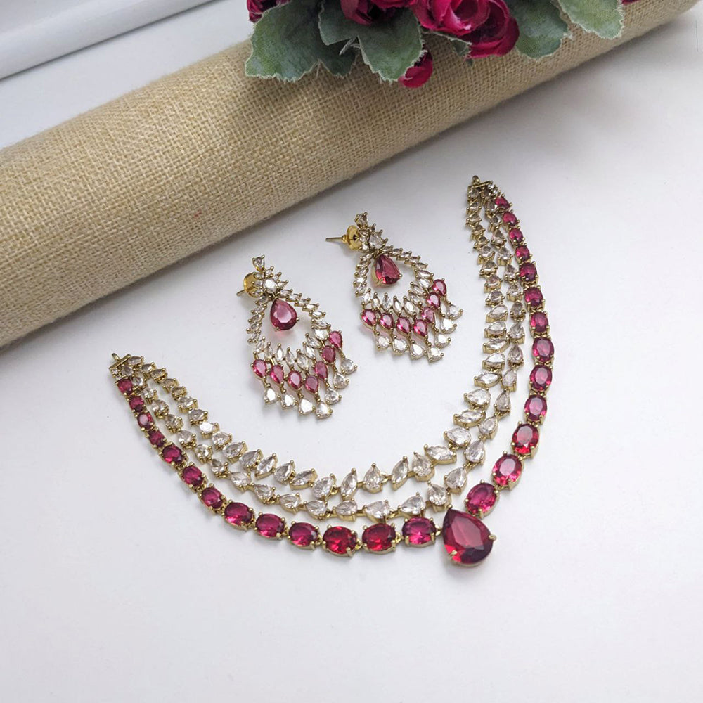 Aamrapali Glamorous American Diamond Delicate Necklace Set