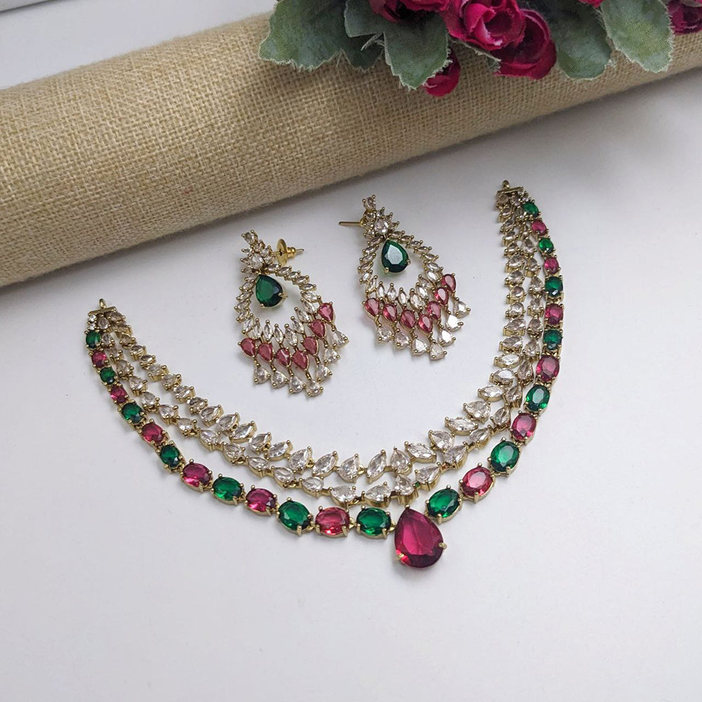 Aamrapali Glamorous American Diamond Delicate Necklace Set