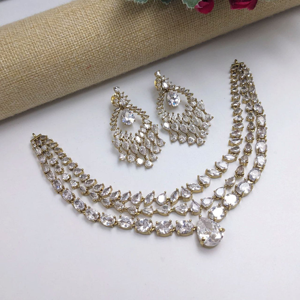 Aamrapali Glamorous American Diamond Delicate Necklace Set