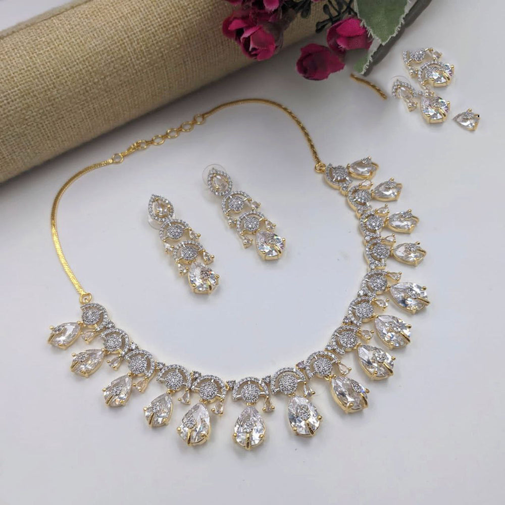 Aamrapali Glamorous American Diamond Delicate Necklace Set