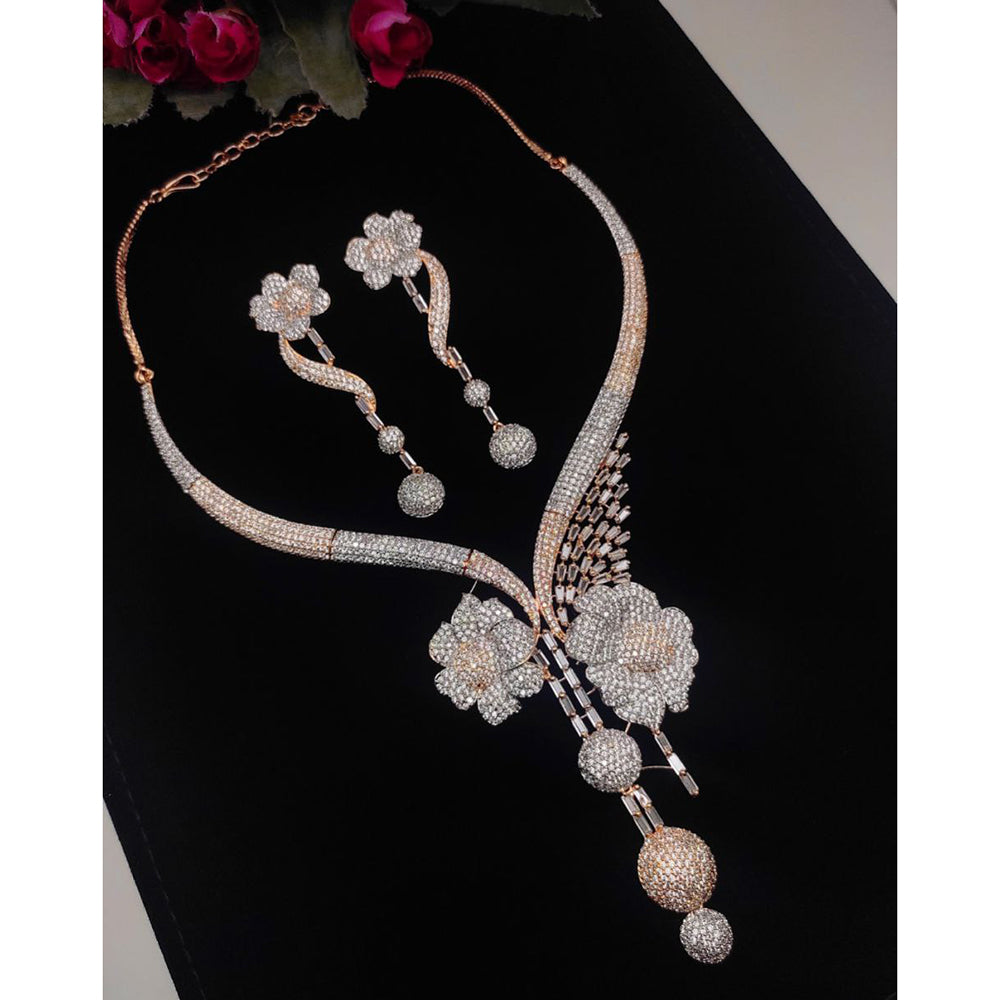 Aamrapali Luxury Austrian Stone Floral Jewelry Necklace Set
