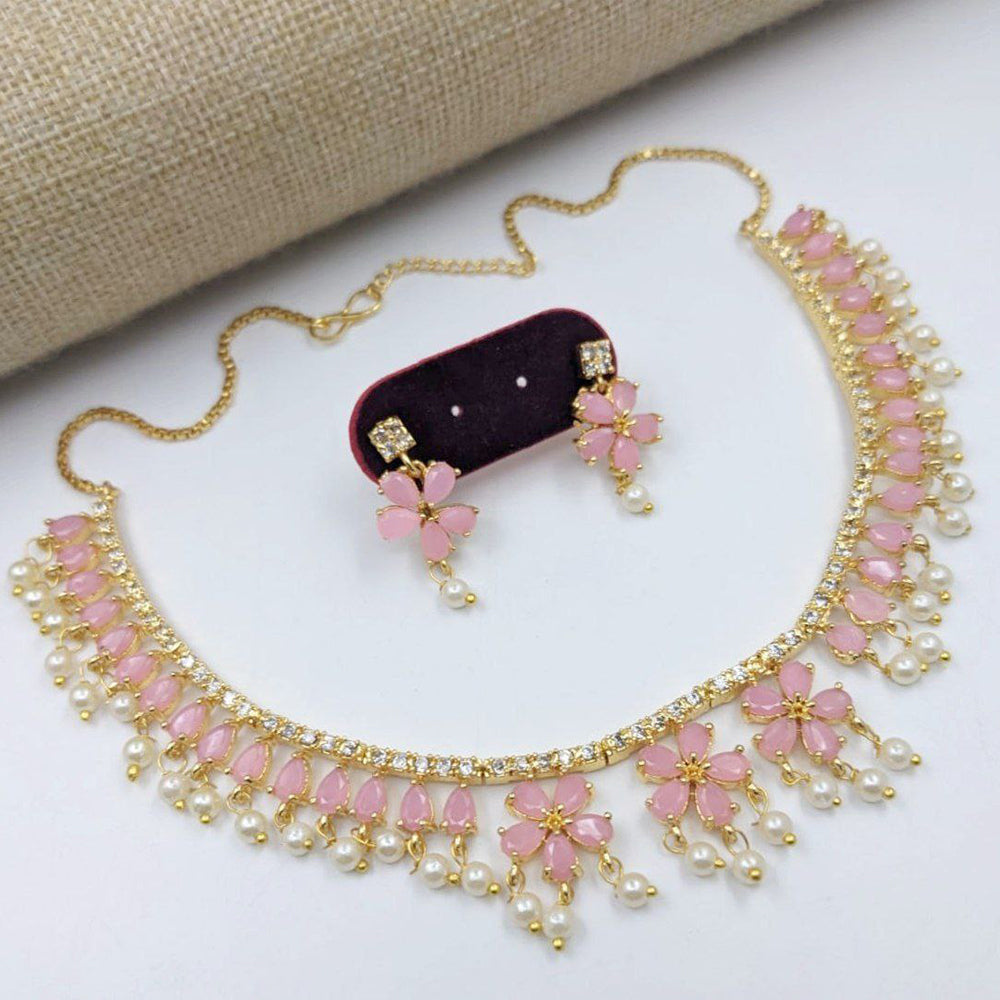 Aamrapali Luxe Spark Crystal Stone And Pearls Necklace Set