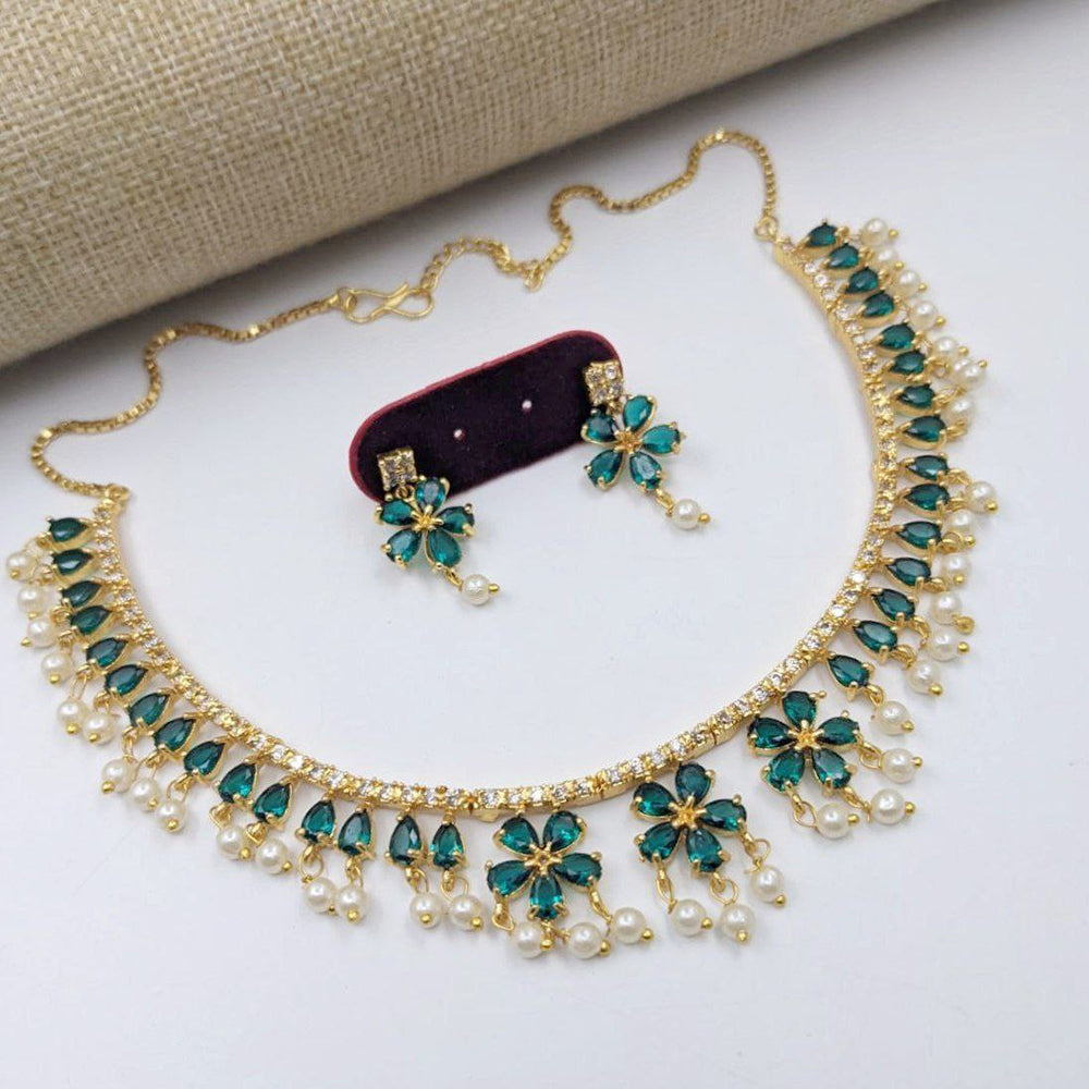 Aamrapali Luxe Spark Crystal Stone And Pearls Necklace Set
