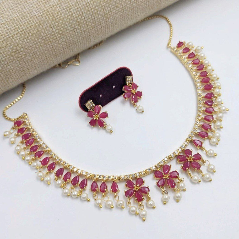 Aamrapali Luxe Spark Crystal Stone And Pearls Necklace Set