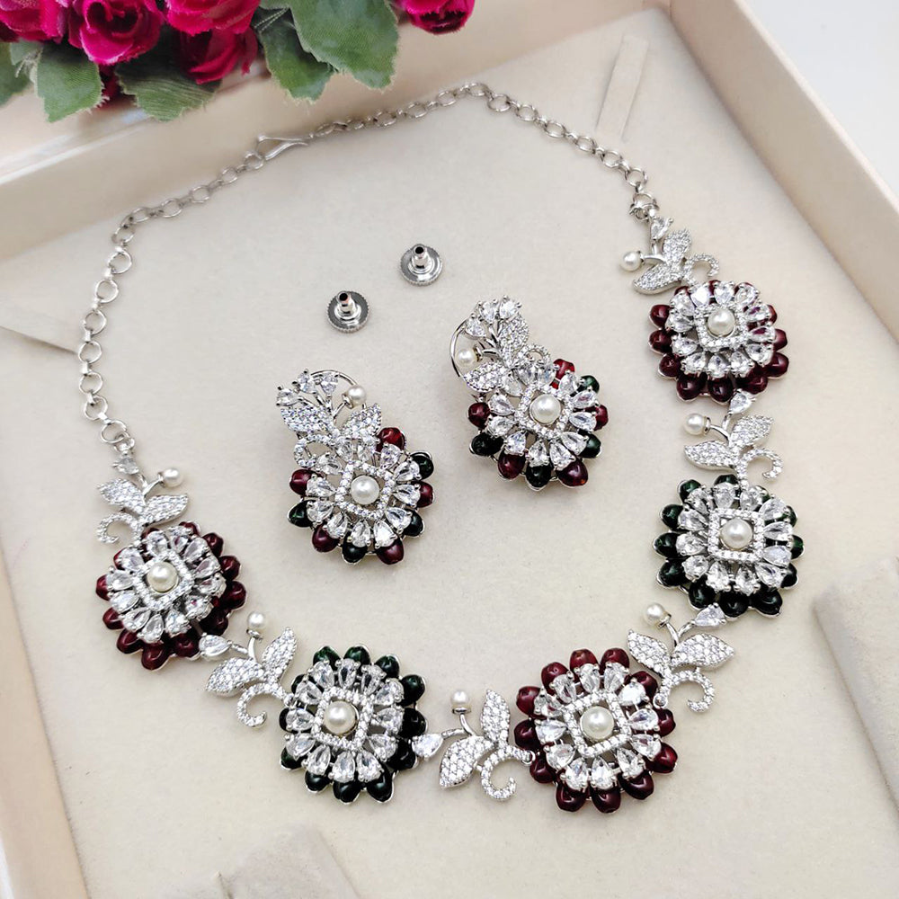 Aamrapali American Dimond And Pearl Necklace Set