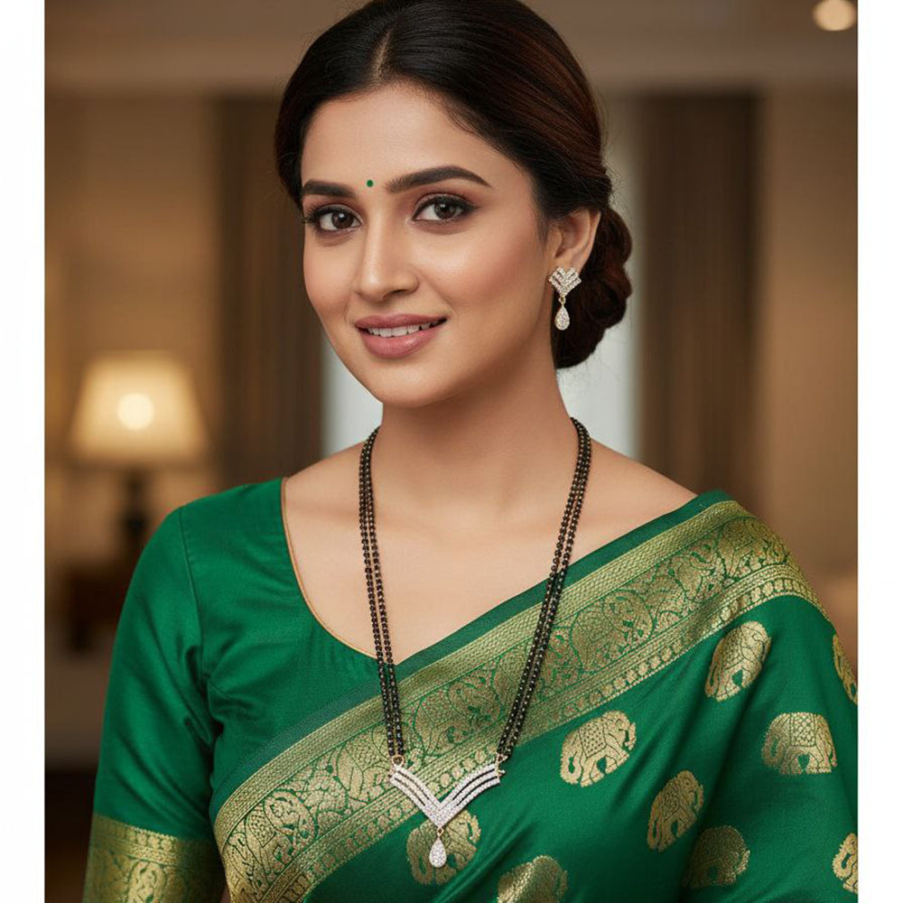 Aamrapali Designer Austrian Stone Black Beaded Mangalsutra