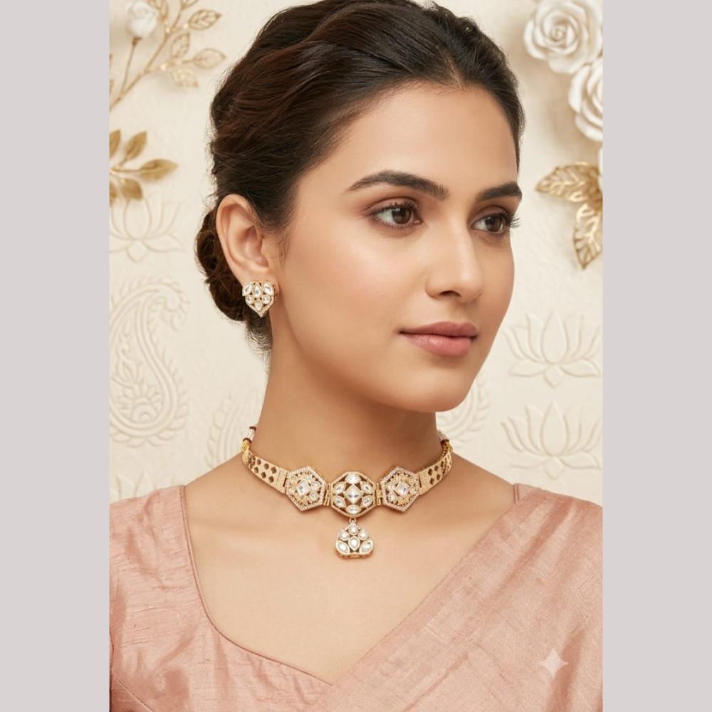 Aamrapali Luxurious Polki Kundan Stone Choker Necklace Set  