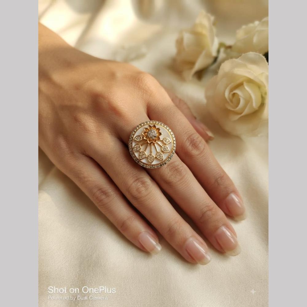 Aamrapali Shimmering Austrian Stone Fancy Statement Ring  