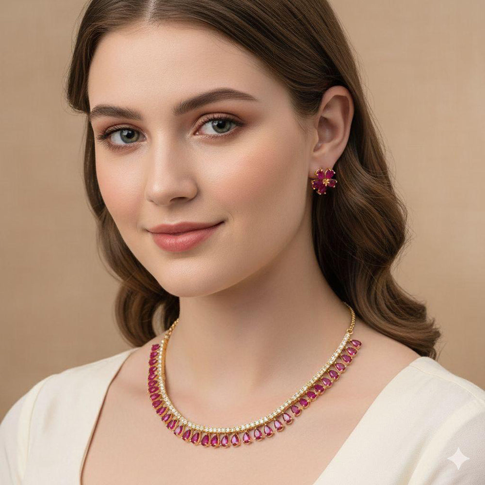 Aamrapali Shimmer Crystal Stone Necklace Set