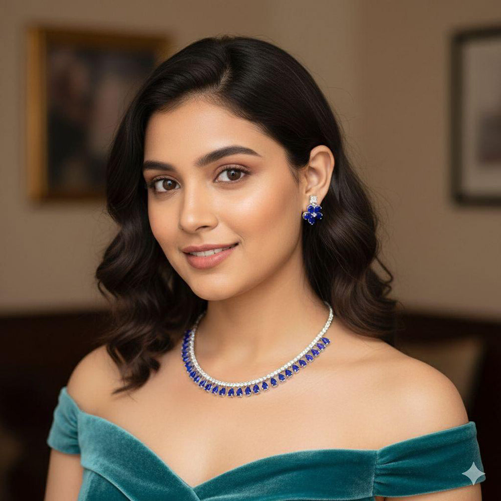 Aamrapali Shimmer Crystal Stone Necklace Set