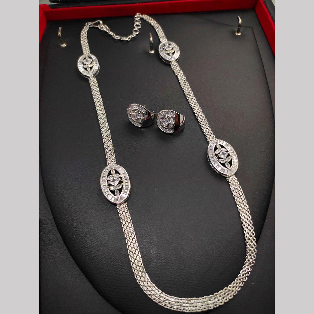 Aamrapali Sparkling American Daimond Long Neckalce Set  
