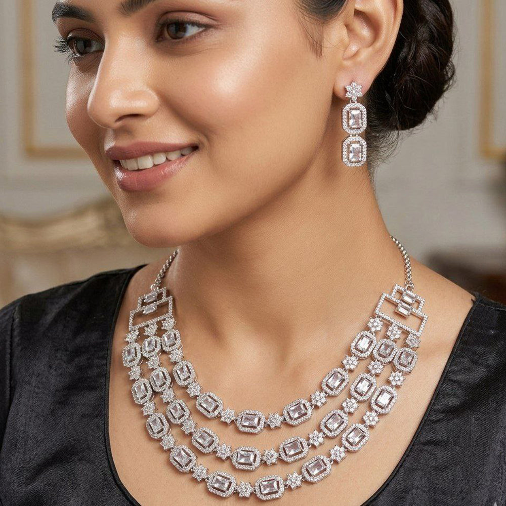 Aamrapali Sparkling American Daimond Neckalce Set