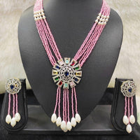 Aamrapali Luxe Royal American Diamond And Pearl Long Necklace Set