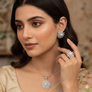 Aamrapali Classic Austrian Stone Chain Pendant Set (With Ring)