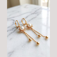 Aamrapali Modern Minimalist Austrian Stone And Pearl Dangler Bali Earrings