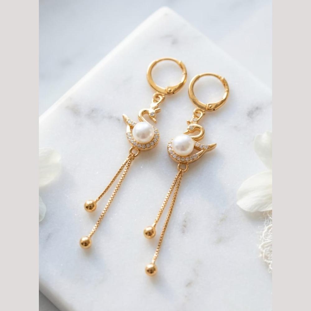 Aamrapali Modern Minimalist Austrian Stone And Pearl Dangler Bali Earrings