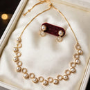 Aamrapali  Modern Minimalist Austrian Stone And Pearl Necklace Set