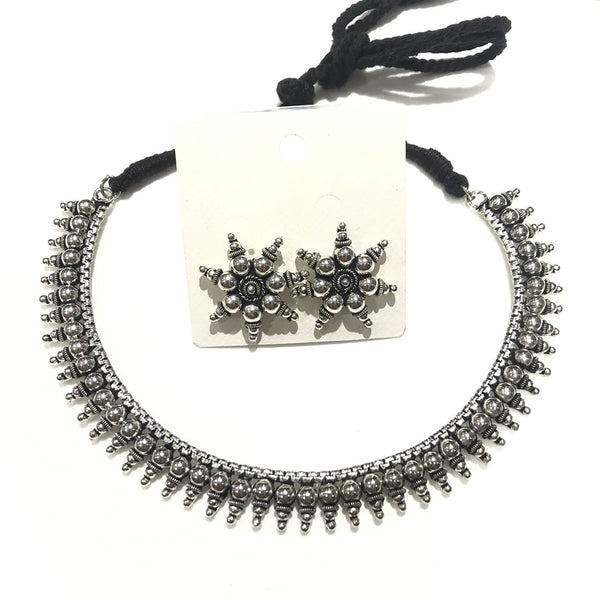 Shrisha Oxidised Plated Choker Necklace Set