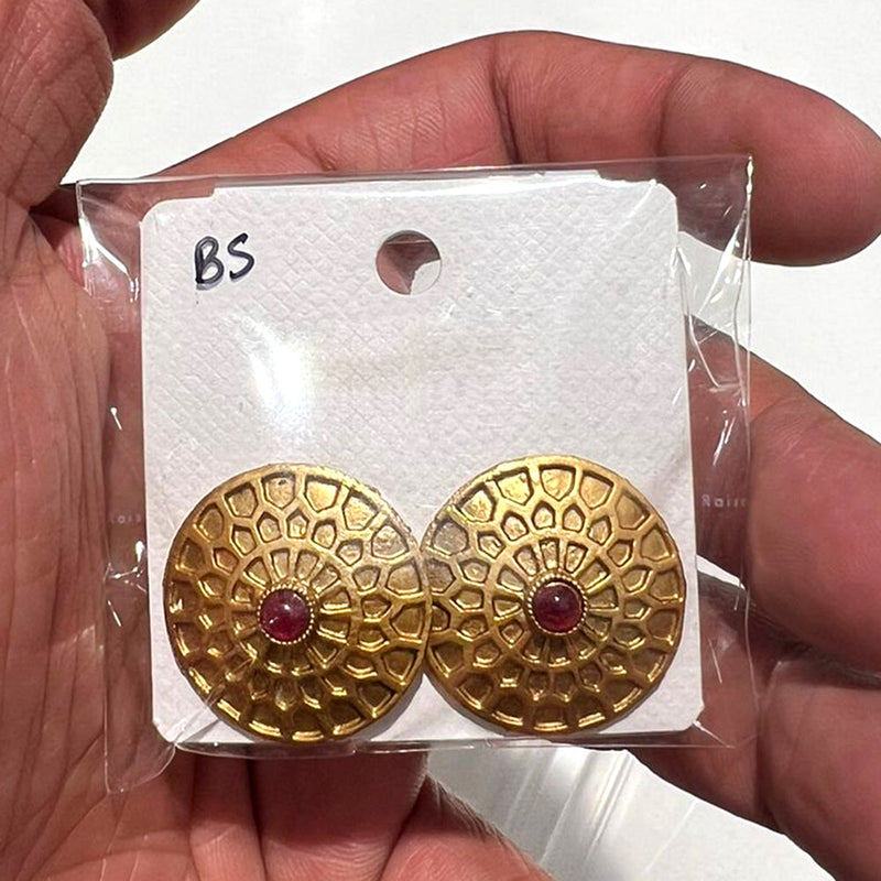 Shrisha Gold Plated Pota Stone  Stud Earrings