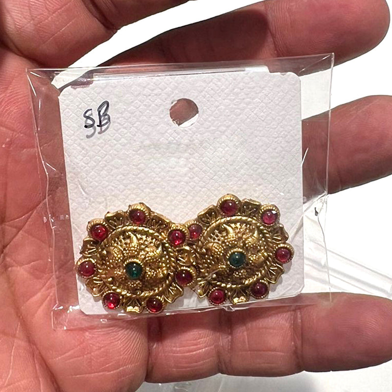 Shrisha Gold Plated Pota Stone  Stud Earrings