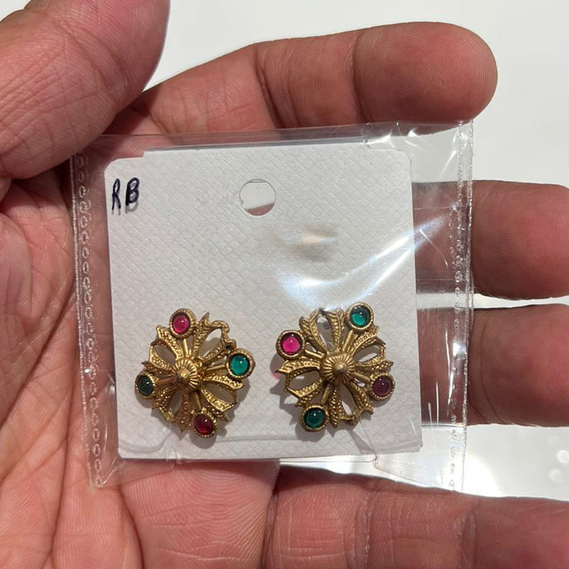 Shrisha Gold Plated Pota Stone  Stud Earrings