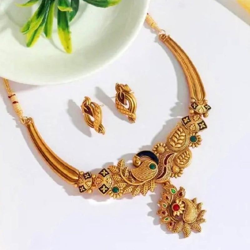 Kavyanjali Jewels Gold Plated Pota Stone Necklace Set