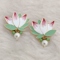 Marudhar Creations Gold Plated Matte Finish Stud Earrings