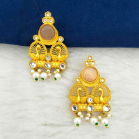 Marudhar Creations Gold Plated Matte Finish Stud Earrings
