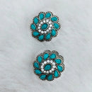 Marudhar Creations Oxidised Plated Pota Stone Stud Earrings
