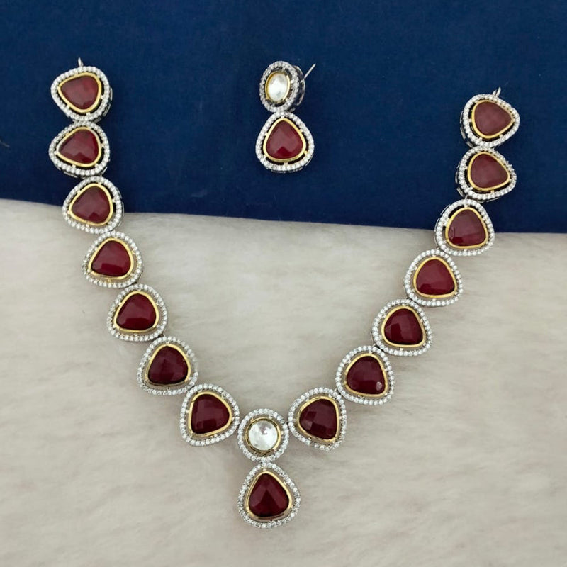 Marudhar Creations Gold Plated Crystal Stone Necklace Set