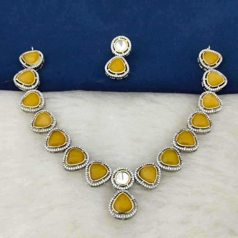 Marudhar Creations Gold Plated Crystal Stone Necklace Set