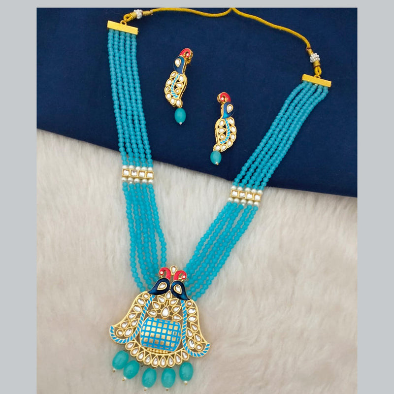 Marudhar Creations Gold Plated Kundan And Beads Necklace Set