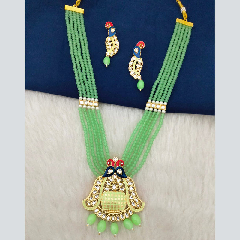 Marudhar Creations Gold Plated Kundan And Beads Necklace Set