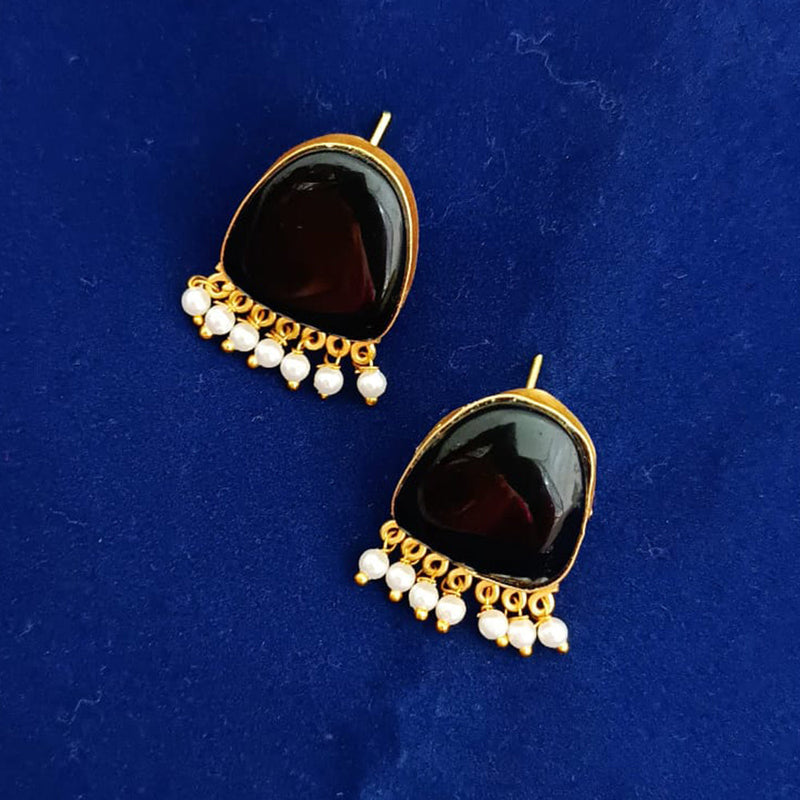 Marudhar Creations Gold Plated Matte Finish Stud Earrings