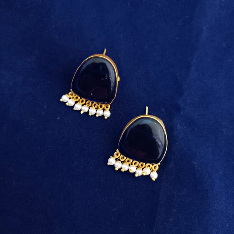 Marudhar Creations Gold Plated Matte Finish Stud Earrings