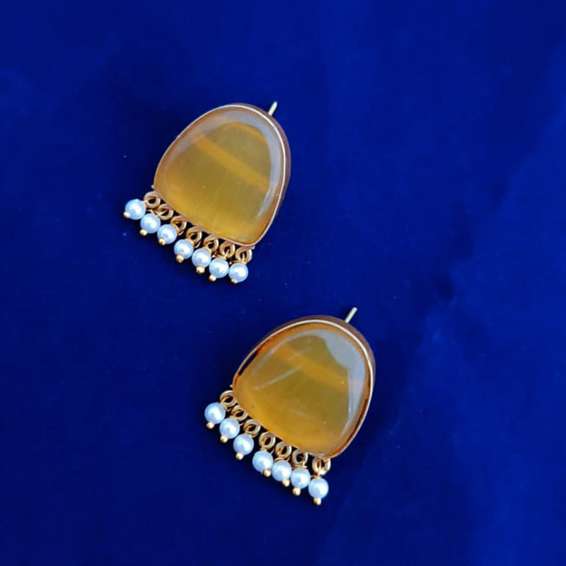 Marudhar Creations Gold Plated Matte Finish Stud Earrings