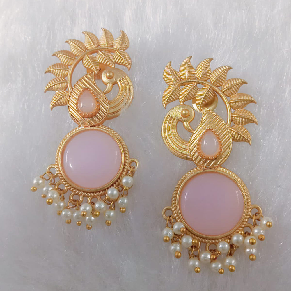Marudhar Creations Gold Plated Matte Finish Dangler Earrings