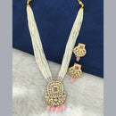 Marudhar Creation Gold Plated Kundan And Pearl Long Necklace Set