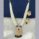 Marudhar Creation Gold Plated Kundan And Pearl Long Necklace Set