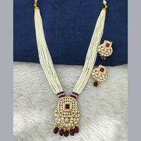 Marudhar Creation Gold Plated Kundan And Pearl Long Necklace Set