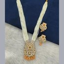 Marudhar Creation Gold Plated Kundan And Pearl Long Necklace Set